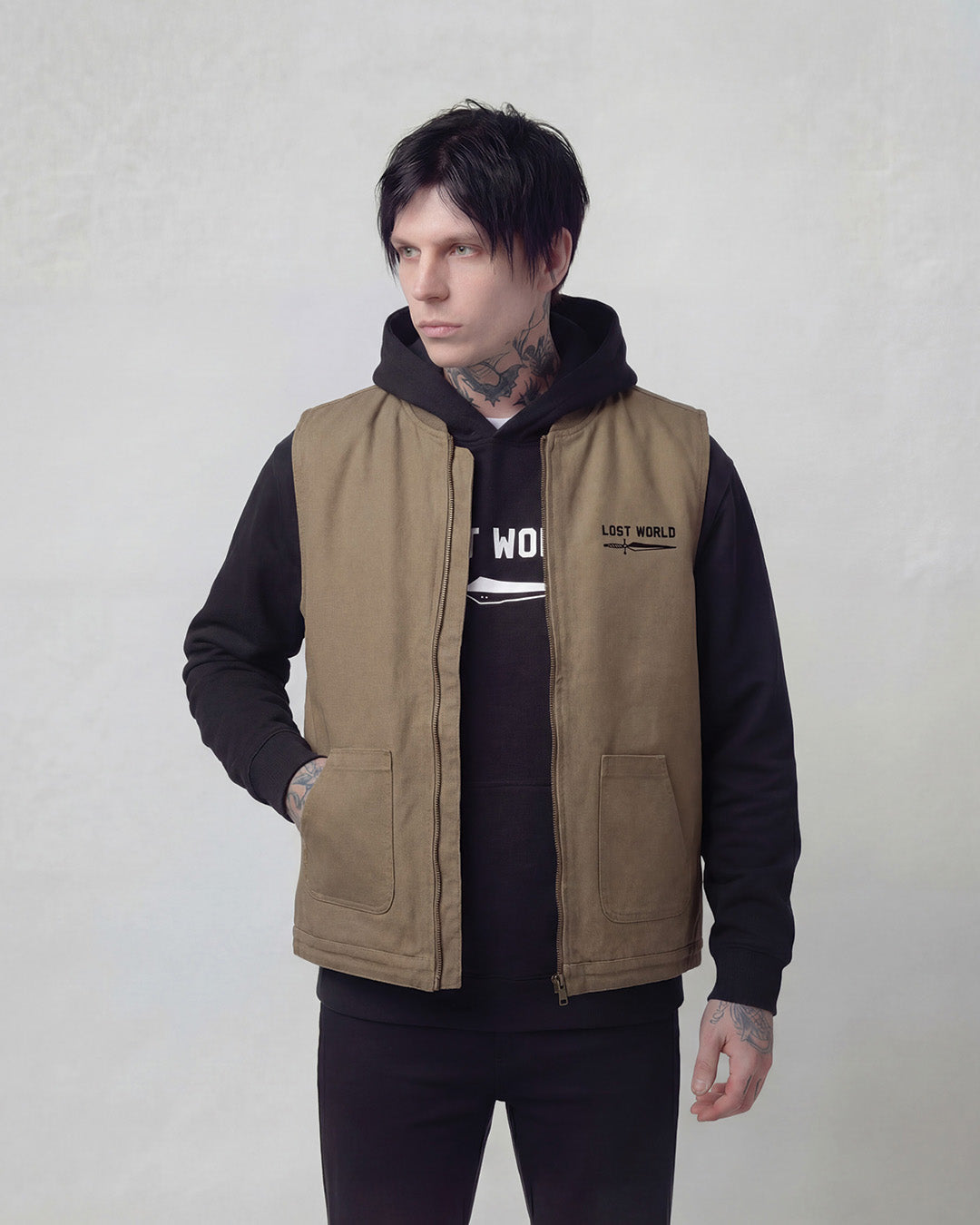 LW Dagger Embroidered Canvas Vest Walnut