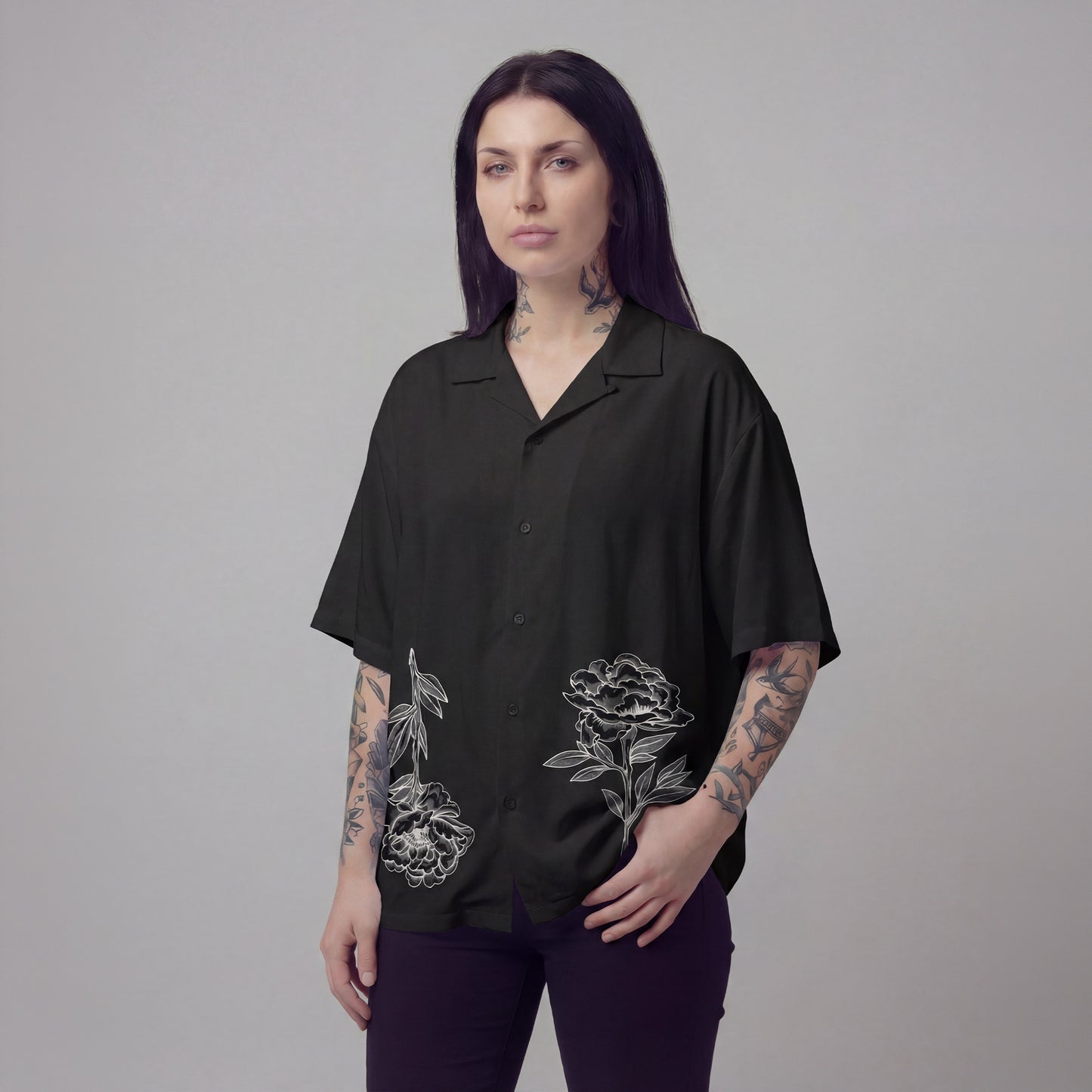 Peonie Cuban Shirt Black