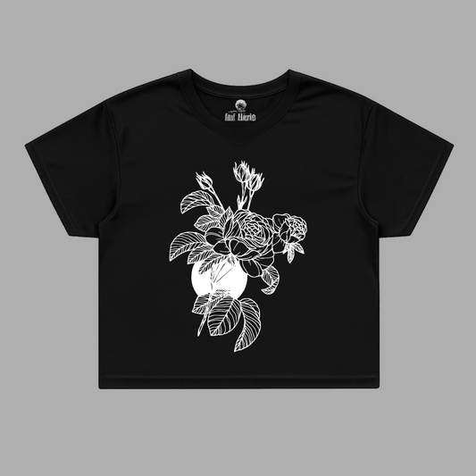 Roses Black Crop Top
