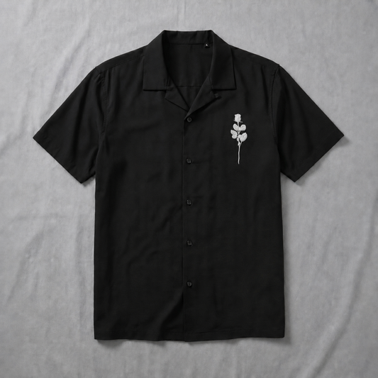 Rose Cuban Shirt Black