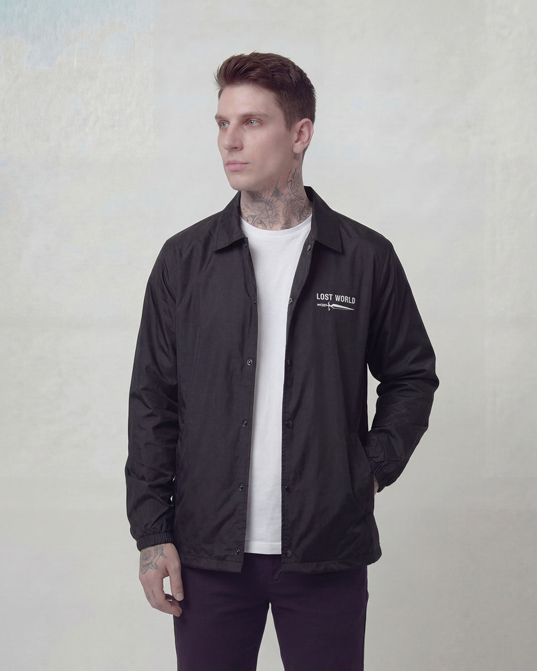 LW Dagger Embroidered Black Coach Jacket