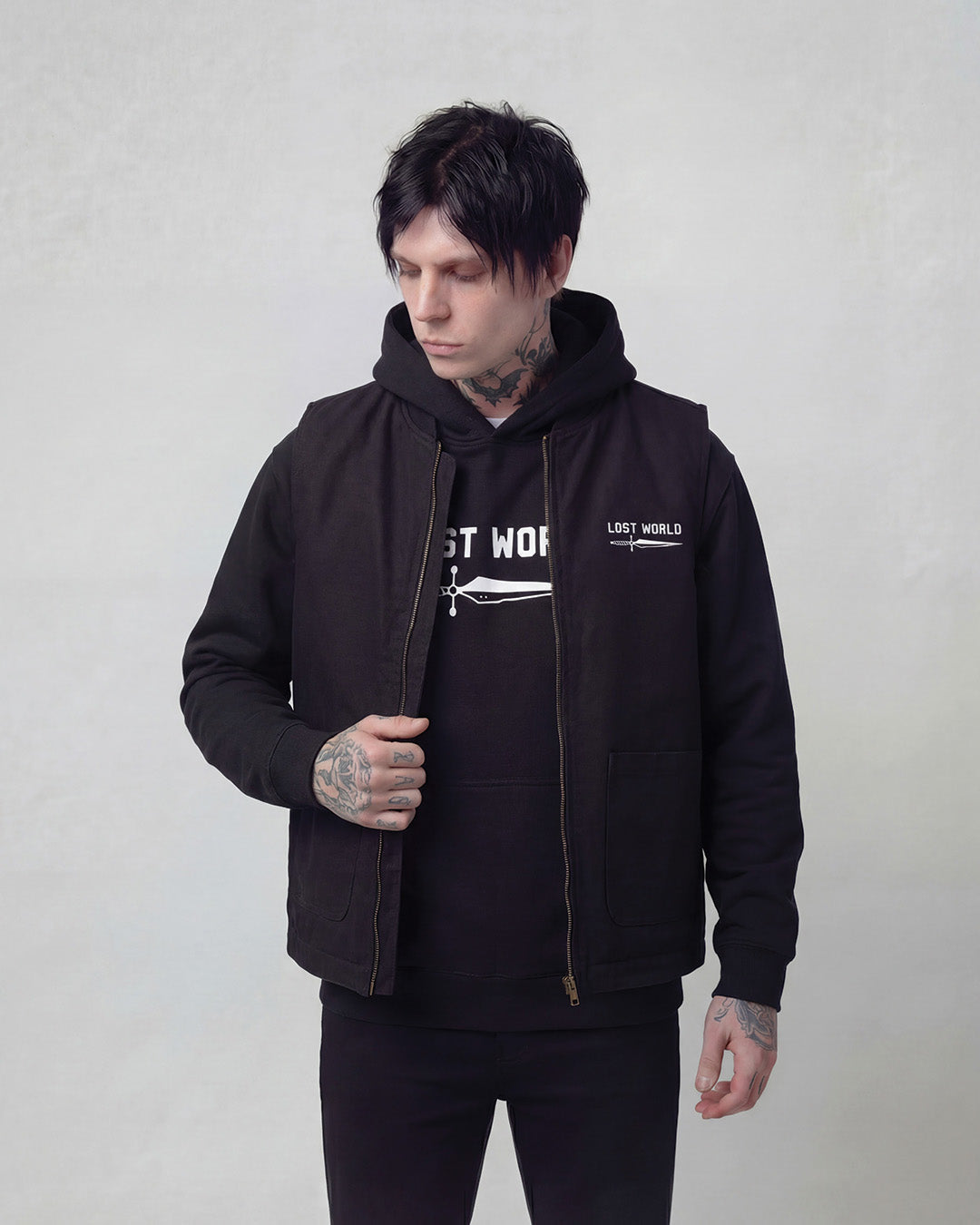 LW Dagger Embroidered Canvas Vest Black