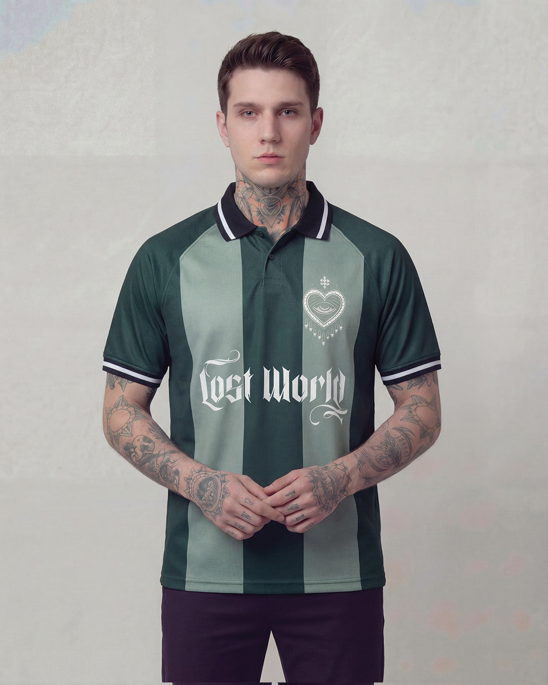 LW Green Striped Football Top
