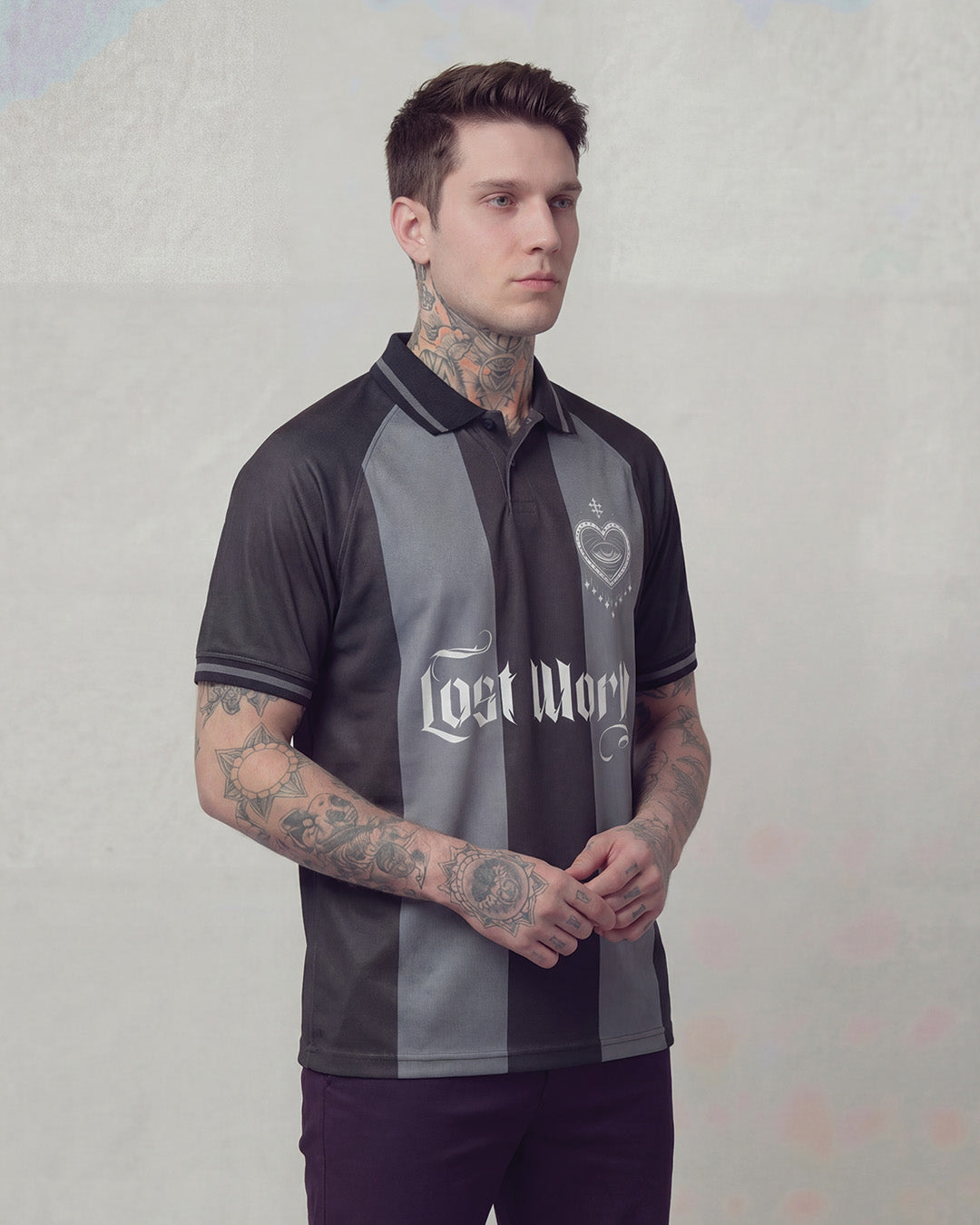 LW Grey Striped Football Top