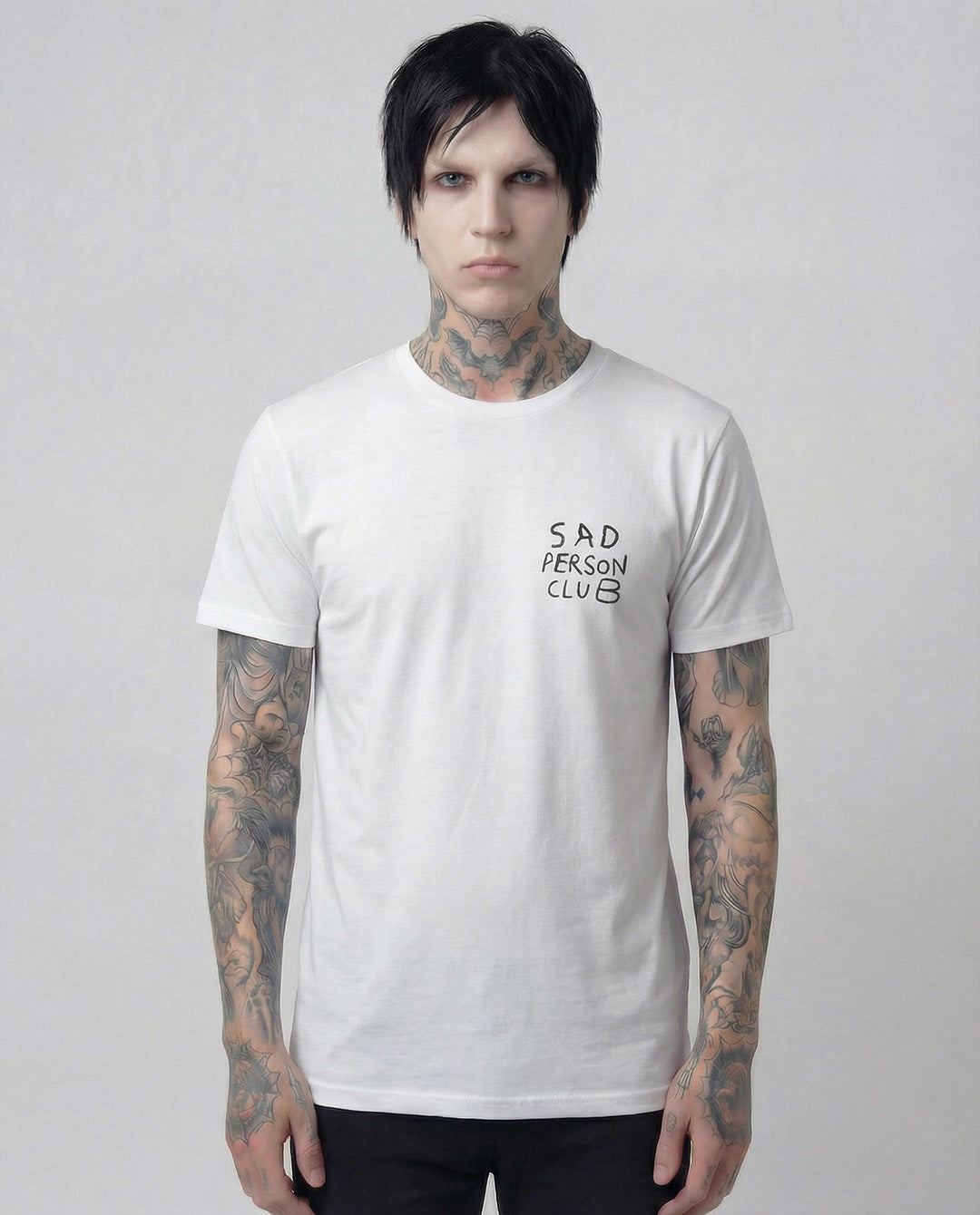 Maglietta bianca del club della persona triste