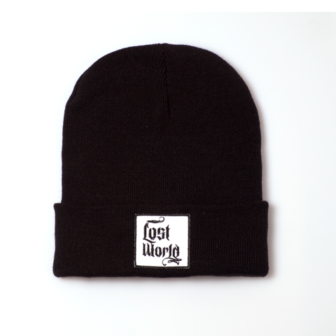 Black with White Label Beanie
