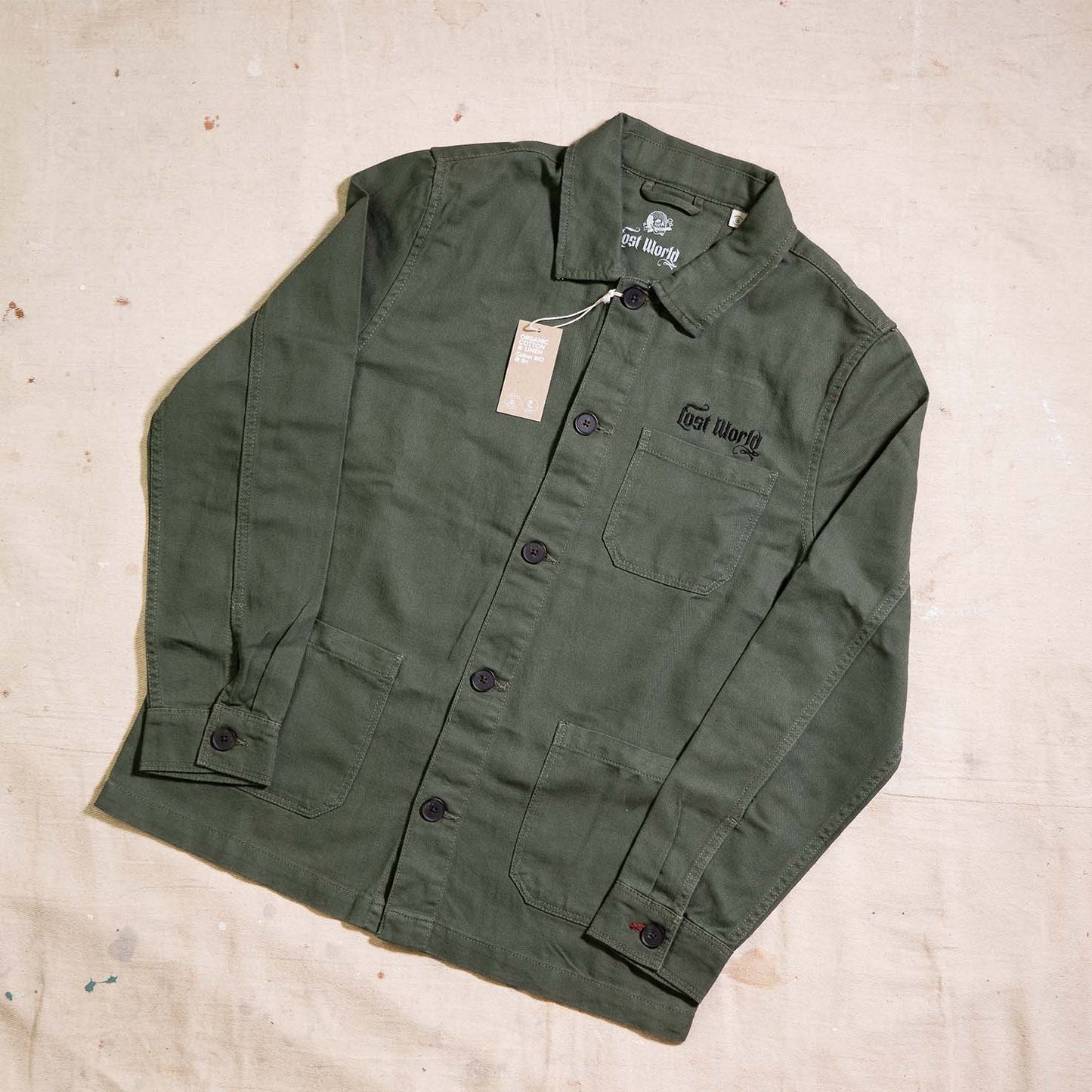 LW Khaki Green Embroidered Worker Jacket